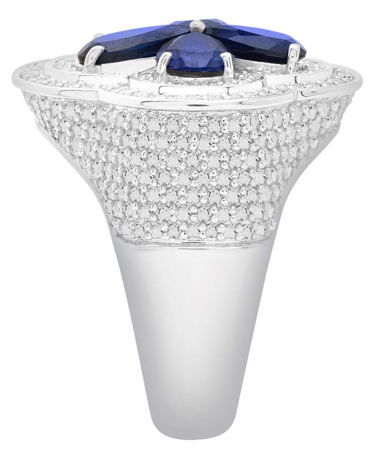 Macy's Men's Sapphire (3-1/2 ct. t.w.) & Diamond (1/3 ct. t.w.) Ring in Sterling Silver