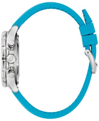 Limited Edition Men's Exclusive Marine Star E1 Team Miami Grand Prix Chronograph Blue Leather and Silicone Strap Watch 43mm