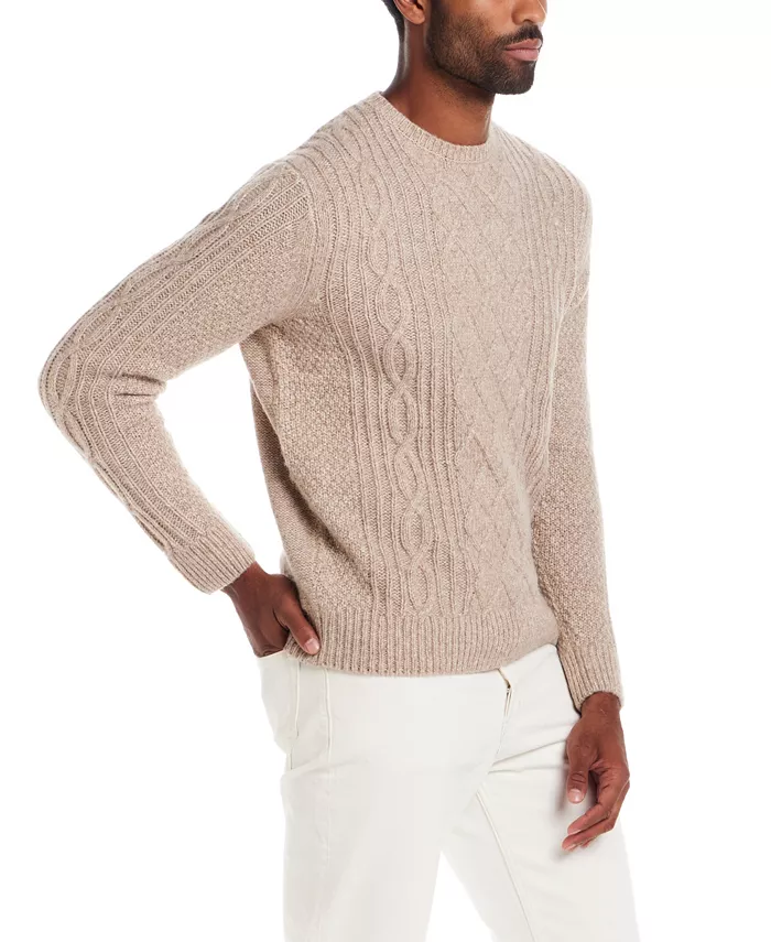 Men's Alpaca Blend Mixy Cable Knit Crew Neck Sweater - thumbnail 6