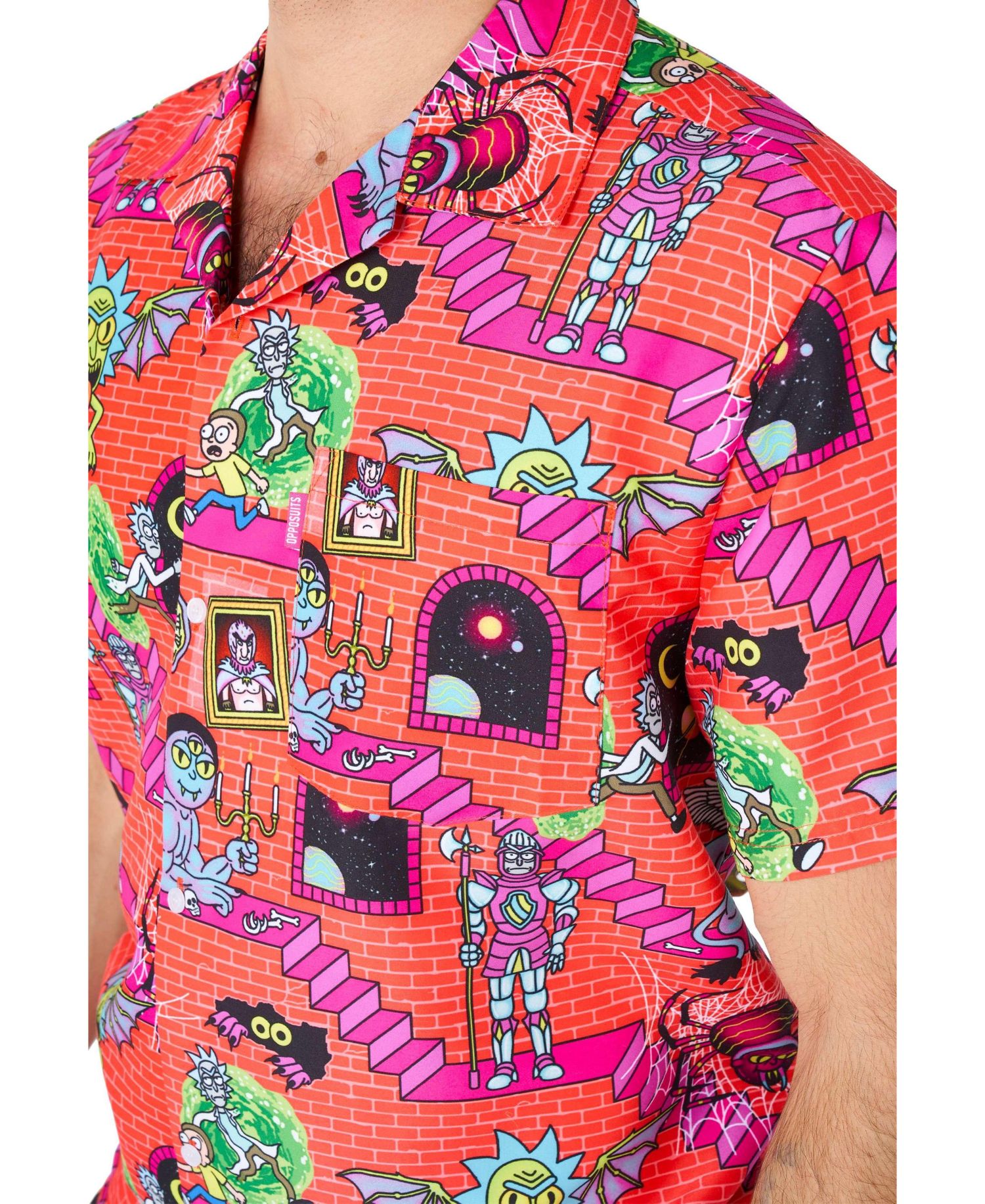 Men's Hawaiian 2 Piece Set - Rick & Morty Summer Beach Wear - Slim Fit - Includes Short Sleeve Shirt and Shorts