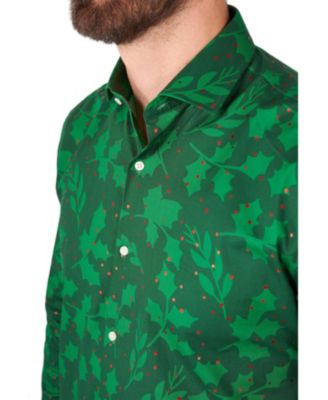 Men's Bright Berry Shirt - Perfect For Christmas - Xmas Parties - Including 1 Button-Up Shirt - Green - Long sleeve