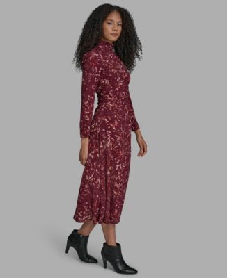Women's Printed Mock Neck Maxi Dress