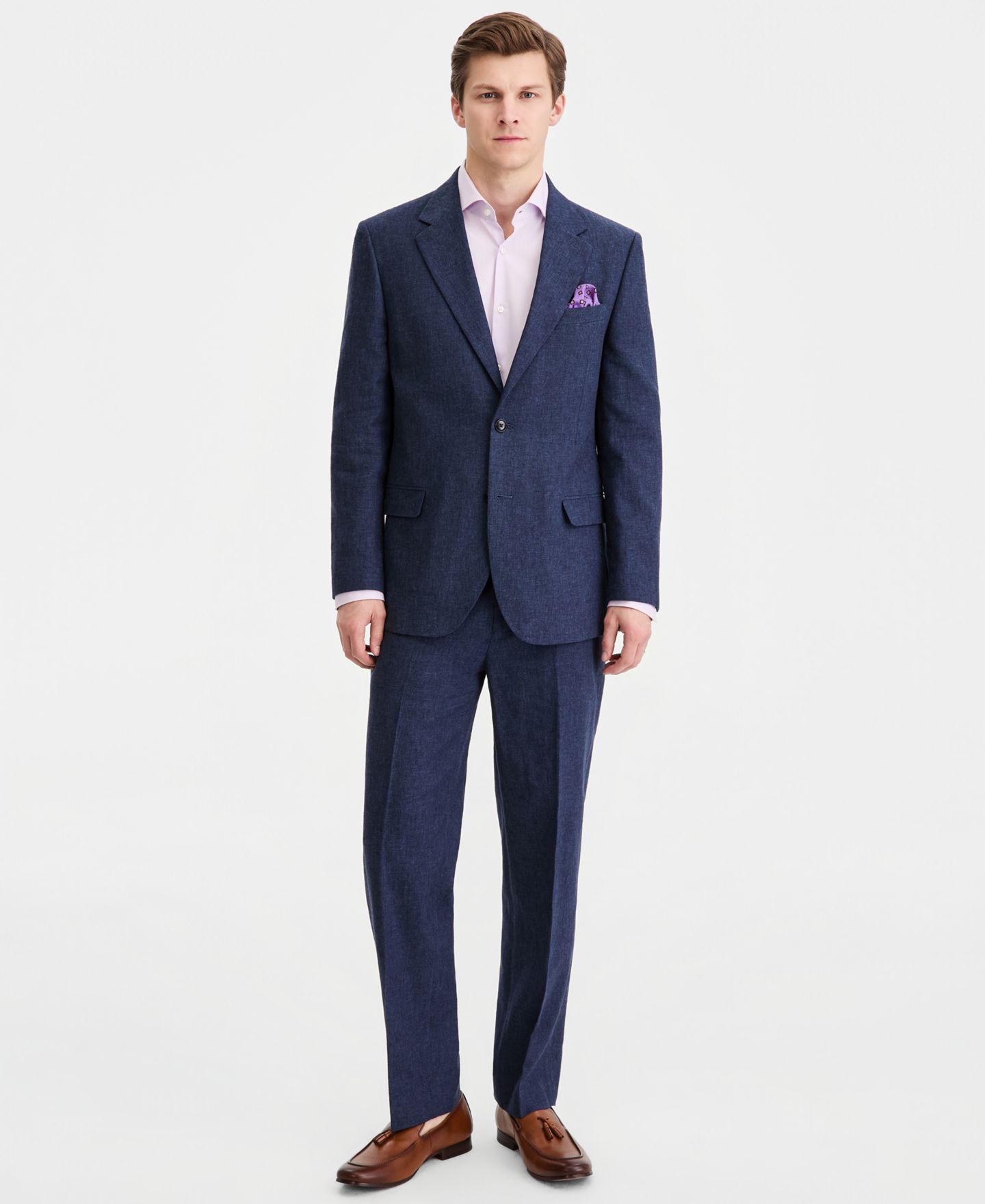 Мужские комплекты Nautica Modern-Fit Cotton & Linen 2-Piece Suit, цвет: Синий однотонный — фото 6