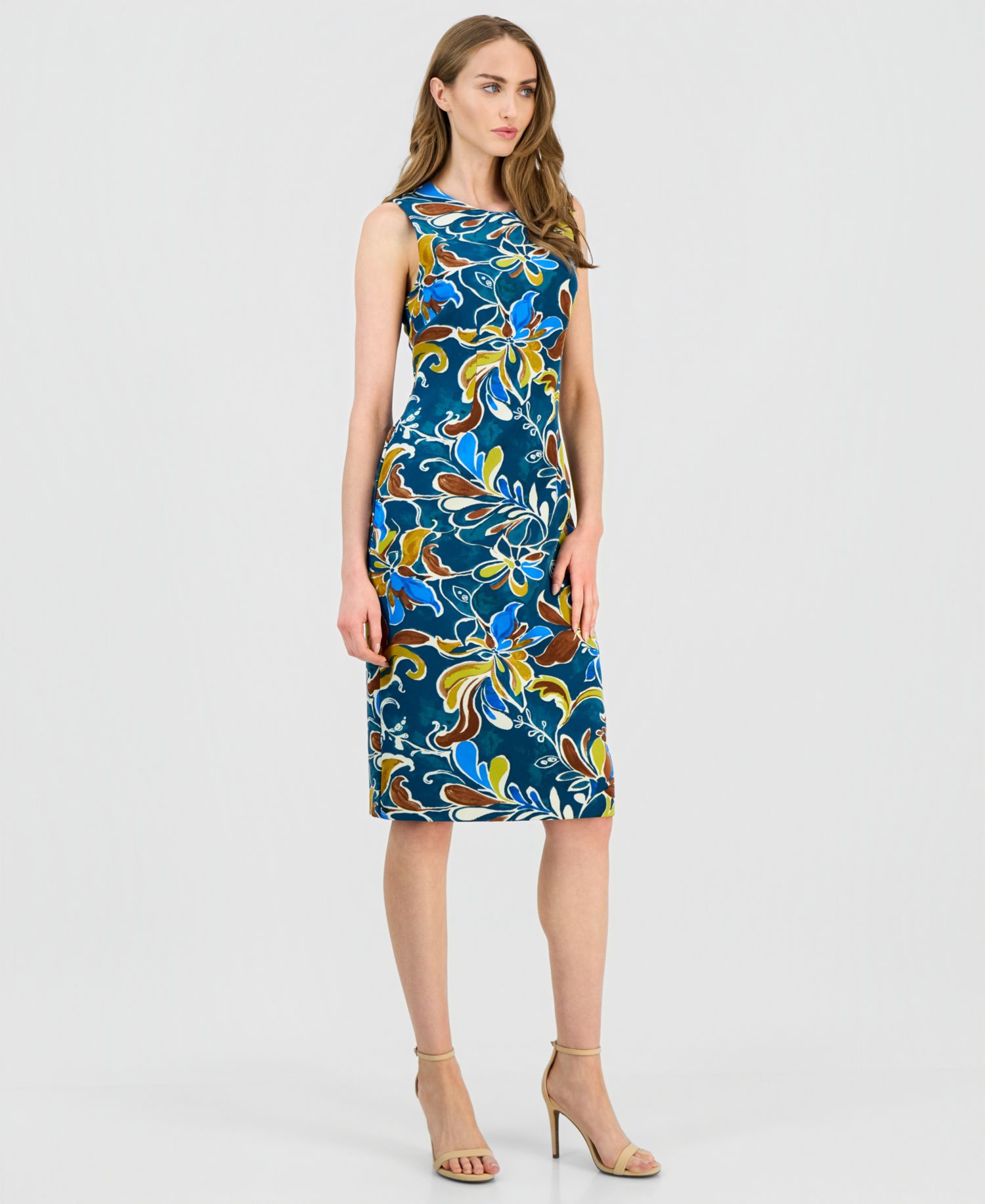 Women's Printed Sleeveless Sheath Dress