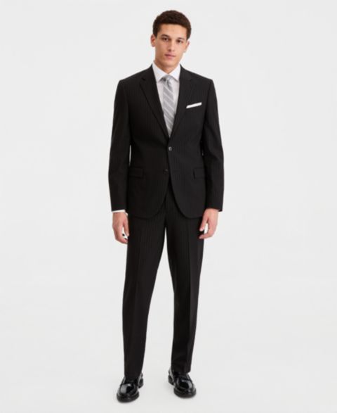 Мужские комплекты Nautica Modern-Fit Pinstripe 2-Piece Suit, цвет: Чёрный полосатый