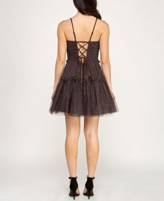 Juniors' Emma Sweetheart Neck Strappy Dress