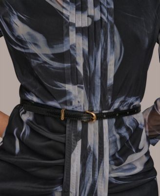 Women's Printed 3/4-Sleeve Gathered Overlay Front Dress