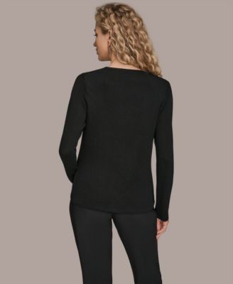 Women's Floral Detail Long Sleeves Relaxed Top