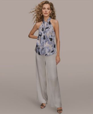 Women's Printed Twist Halter Neck Top