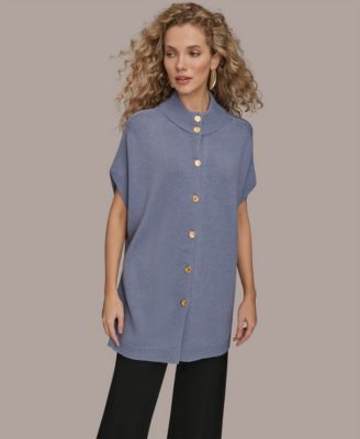 Women's Button Front Mock Neck Sweater