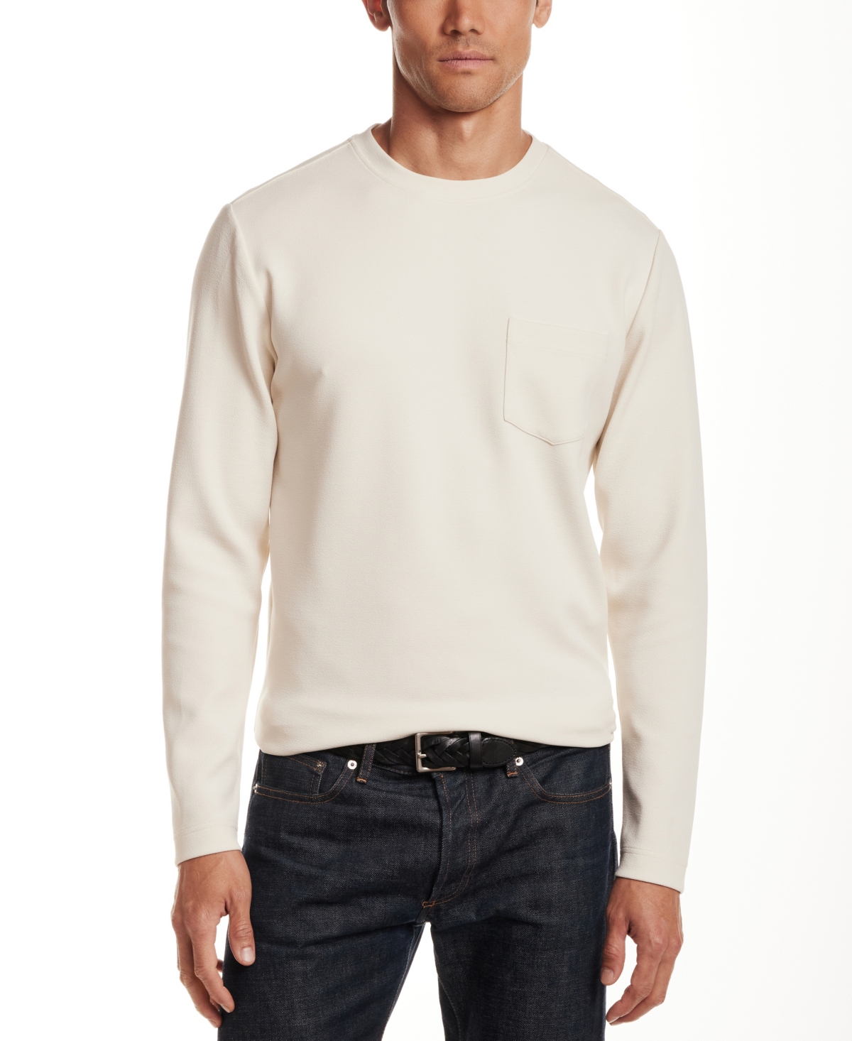 Vintage & Black Men's Crinkle Scuba Crewneck T-shirt In White