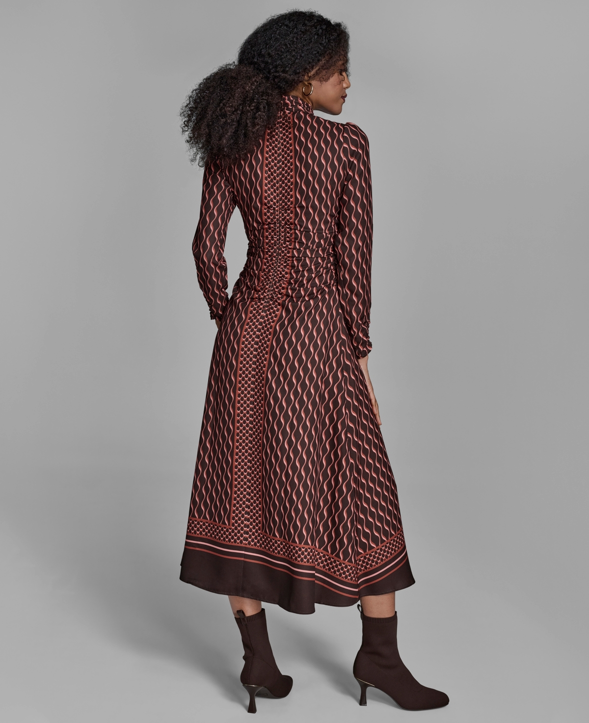 Bcbg Women's Long Sleeve Mock Neck Midi Dress
