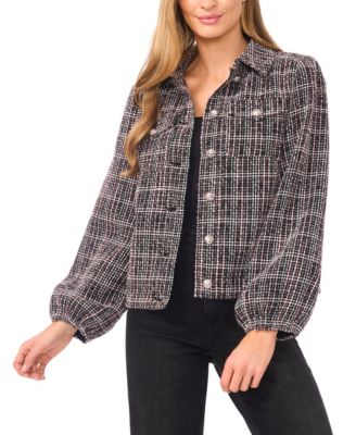 Women's Balloon Long Sleeve Chest Patch Jacket