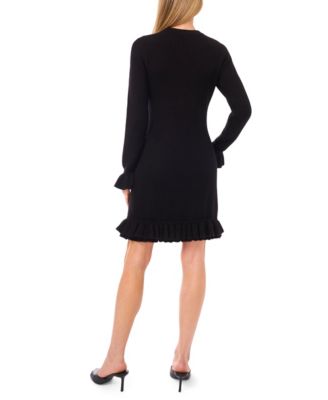Women's Long Sleeve Ruffles Sweater Dress
