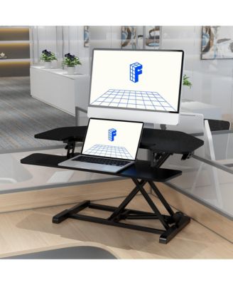 M7 Series 36"W Manual Corner Adjustable Standing Desk Converter, Black