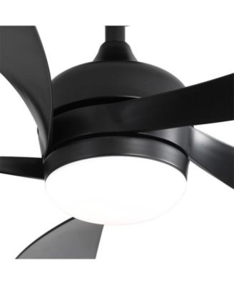 52-inch Black Modern Downrod Indoor ABS 5 Blades LED Ceiling Fan Light