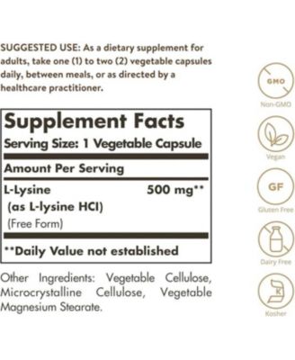 L-Lysine ,500 mg ,250 Veg Caps
