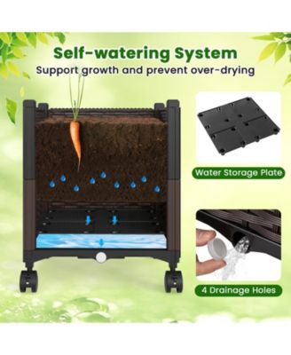 2 PCS 87'' Tall Raised Garden Bed w/ Plant Box Lockable Wheels Indoor Outdoor