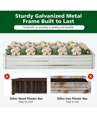 2PCS Galvanized Raised Garden Bed Elevated Rectangle Plant Box 6 x 3 x 1FT