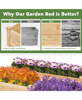 3-Tier Outdoor Raised Garden Bed Fir Wood Elevated Flower Box