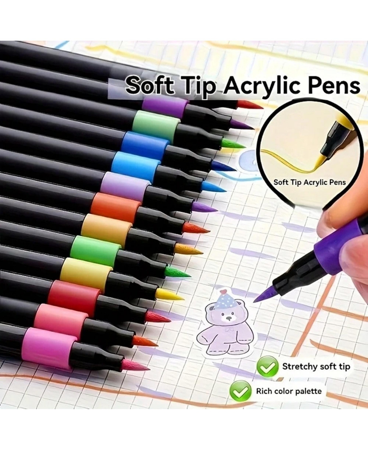 Htutwoo 36 Colors Acrylic Paint Markers with Medium Tip Point, Premium Paint Pens for Rock, Glass, Paper Painting, Kids & Adults Christmas Diy