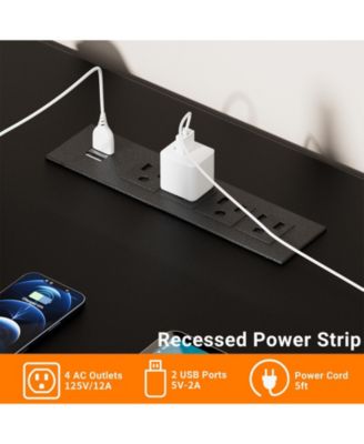 56'' Lift Top Computer Desk with Drawers and Power Outlets, Lift Top Executive Desk