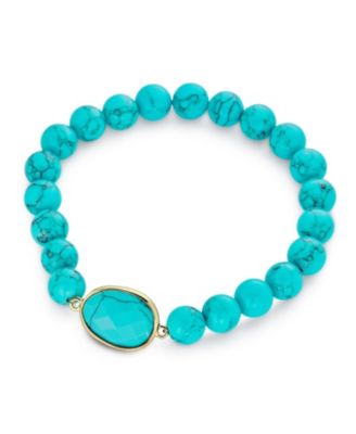 Set of 2 Boho Faceted Large Center Natural 8MM Ball Bead Stone Stretch Bracelet