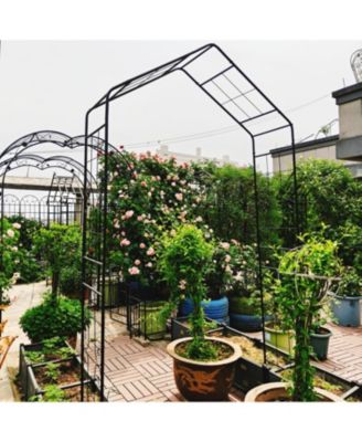 Metal Garden Arch Climbing Plants Support Black
