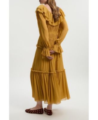 Georgette Ruffle Woven Maxi Dress