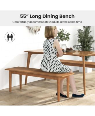 Solid Wood Dining Bench Entryway Bench w/ Rubber Wood Legs for Bedroom Oak