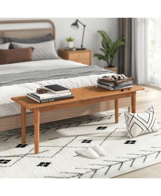 Solid Wood Dining Bench Entryway Bench w/ Rubber Wood Legs for Bedroom Oak