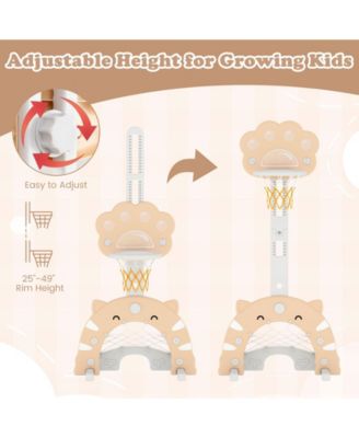 3 in 1 Kids Basketball Hoop with Basketball and Foldable Rim