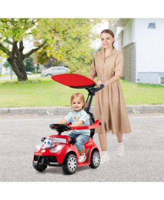 3-in-1 Push Car for Toddler Sliding Car with Seat Belt and Canopy