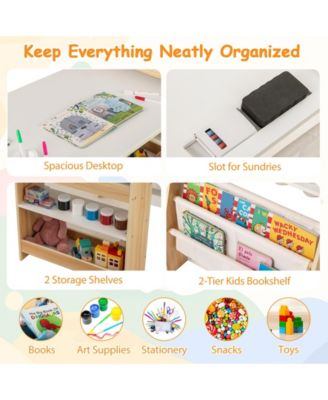 Kids Art Table and Chair Set with Easel and Chair for Drawing Reading