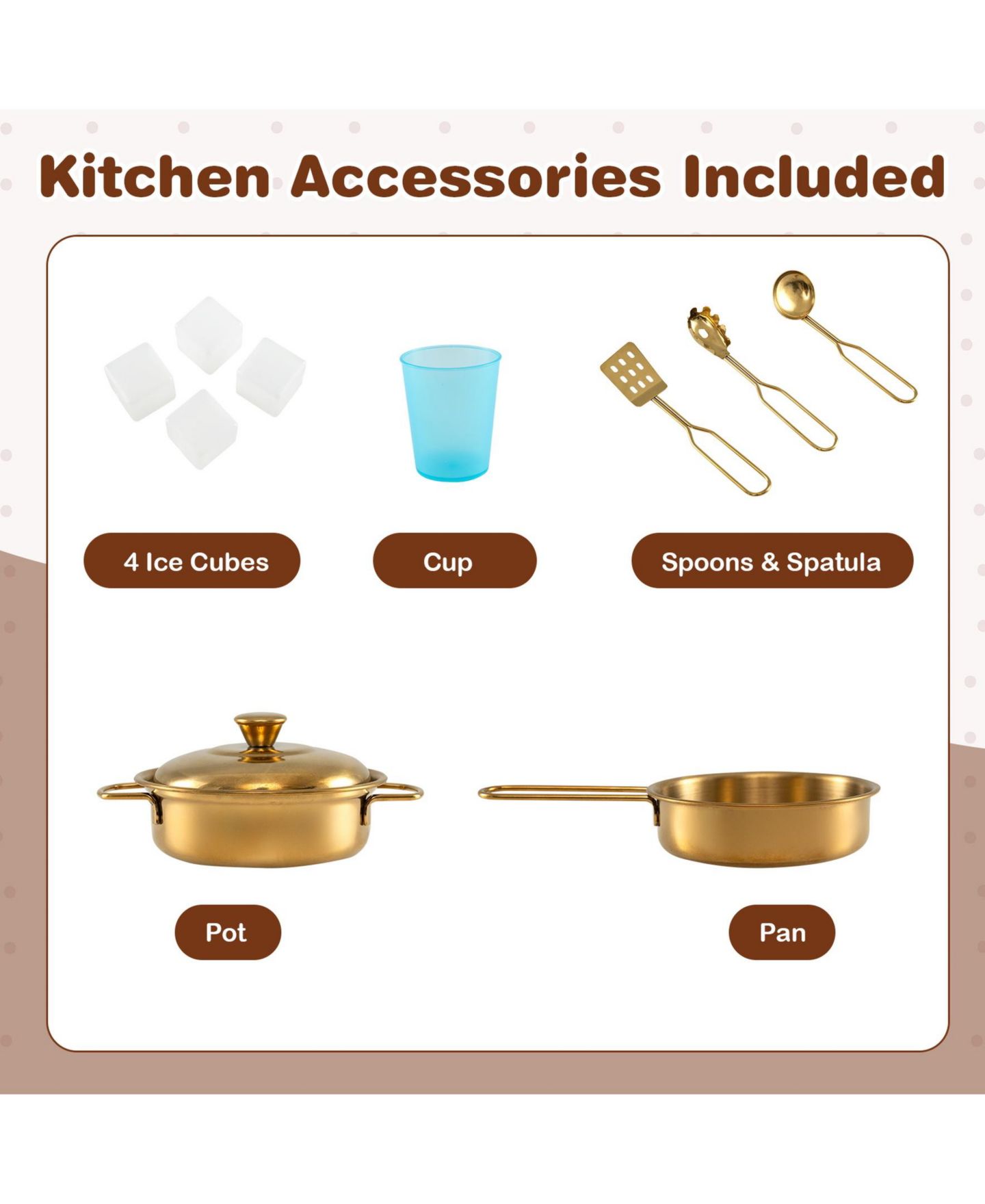 Детские игрушки SUGIFT 11-Piece Play Kitchen Set, Ages 3+, цвет: Коричневый — фото 6