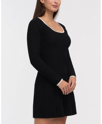 Women's Square Neck Sweater Dress with Contrast Tipping