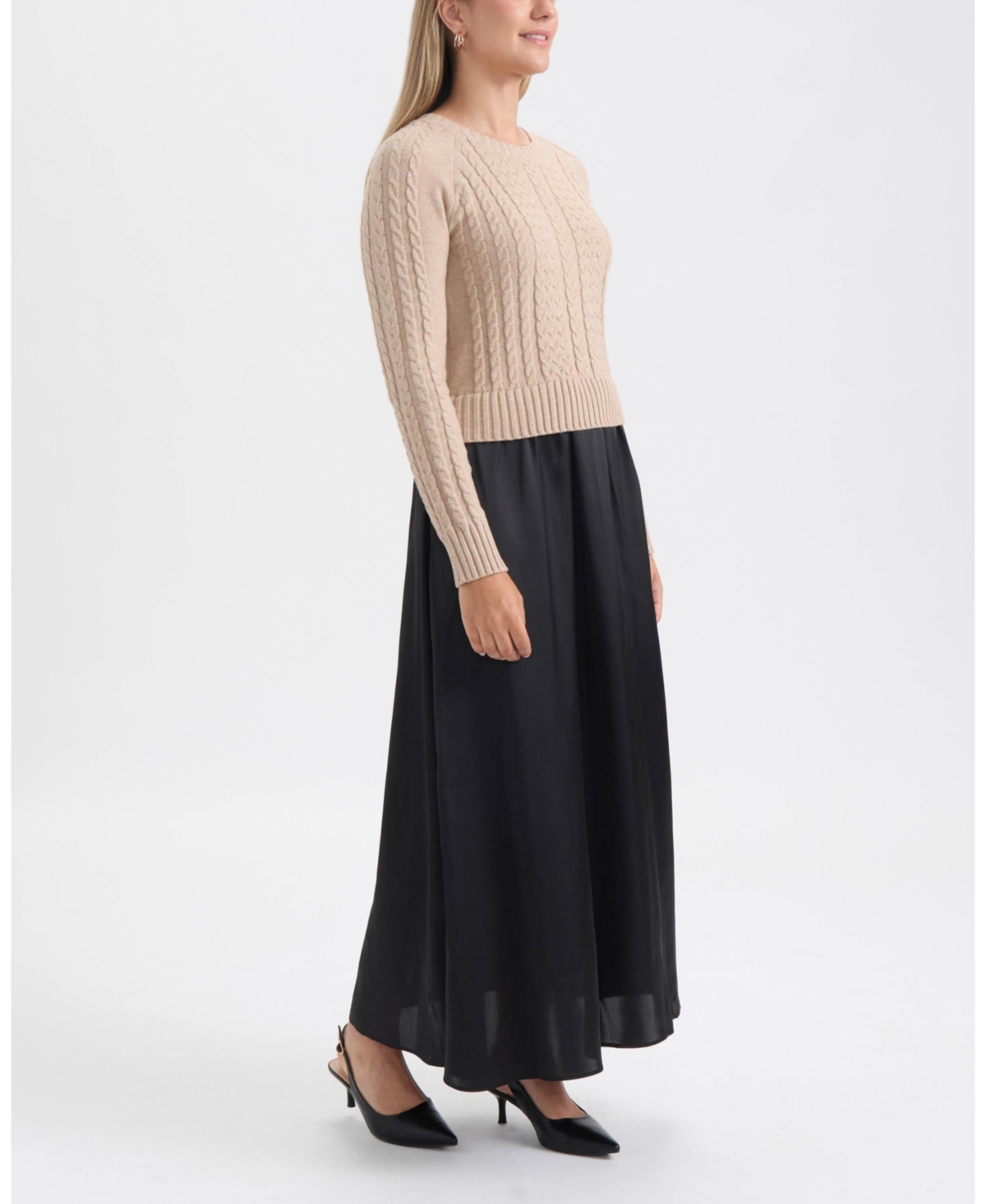 Ellen Tracy Women's Twofer Cable Sweater Dress