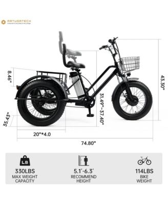 Electric Tricycle E-Trike with 4.0 Fat Tire, 500W Motor & 25-Mile Range for Snow and Rough Roads