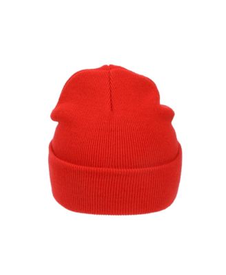 Men's Embroidered M Logo On Red Cuff Beanie