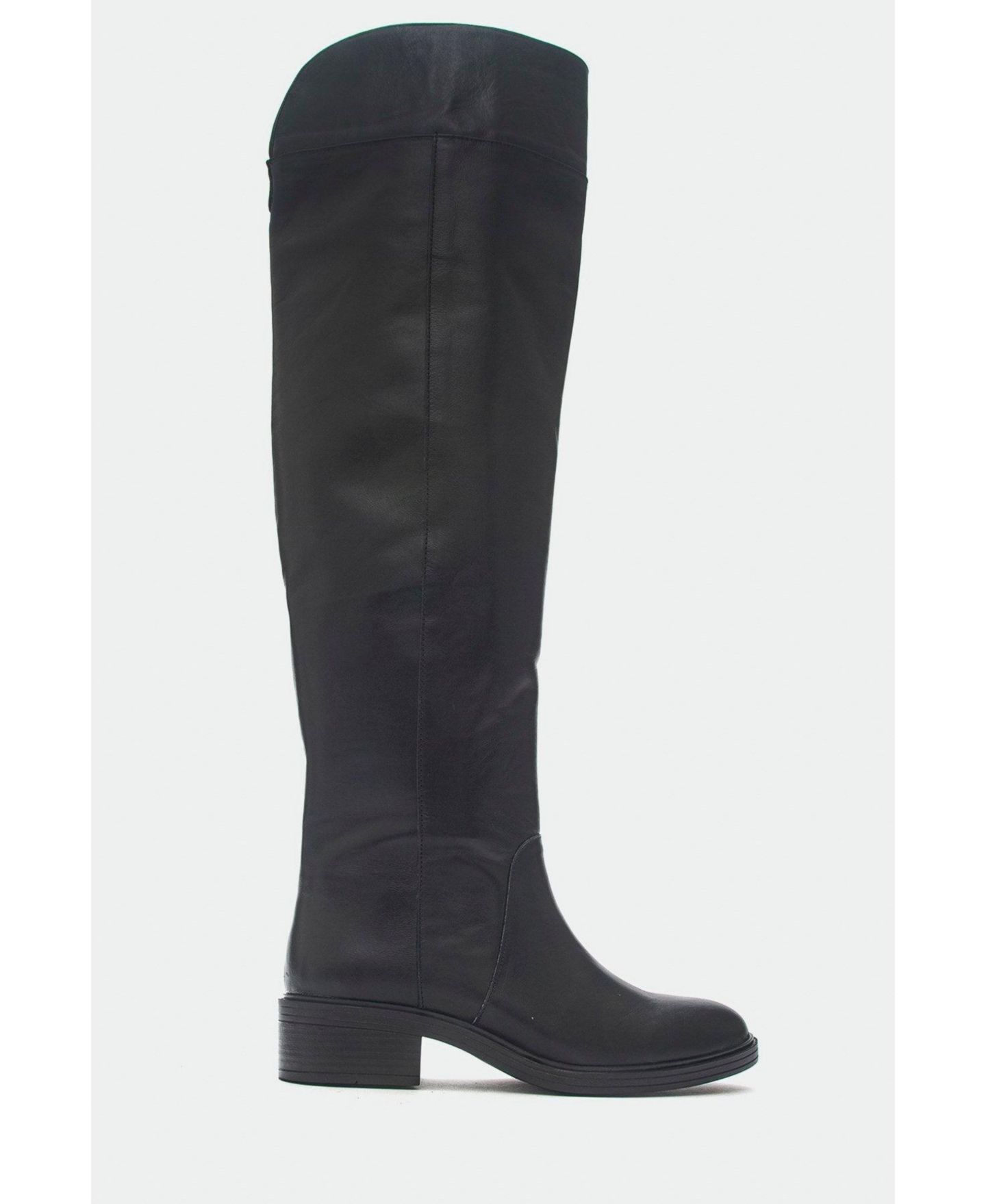 Женские ботинки Forever & Always Shoes Petya Leather Over the Knee, цвет: Чёрный кожаный — фото 2