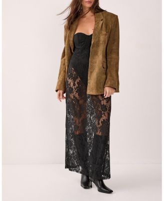 Women's Lace Bandeau Sheer Maxi Dress