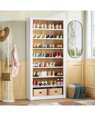 8-Tier Shoe Rack, Wooden Freestanding Shoe Storage Cabinet for 32-40 Pairs, 70.9-Inch Tall Shoe Organizer Shelf for Entryway, Closet