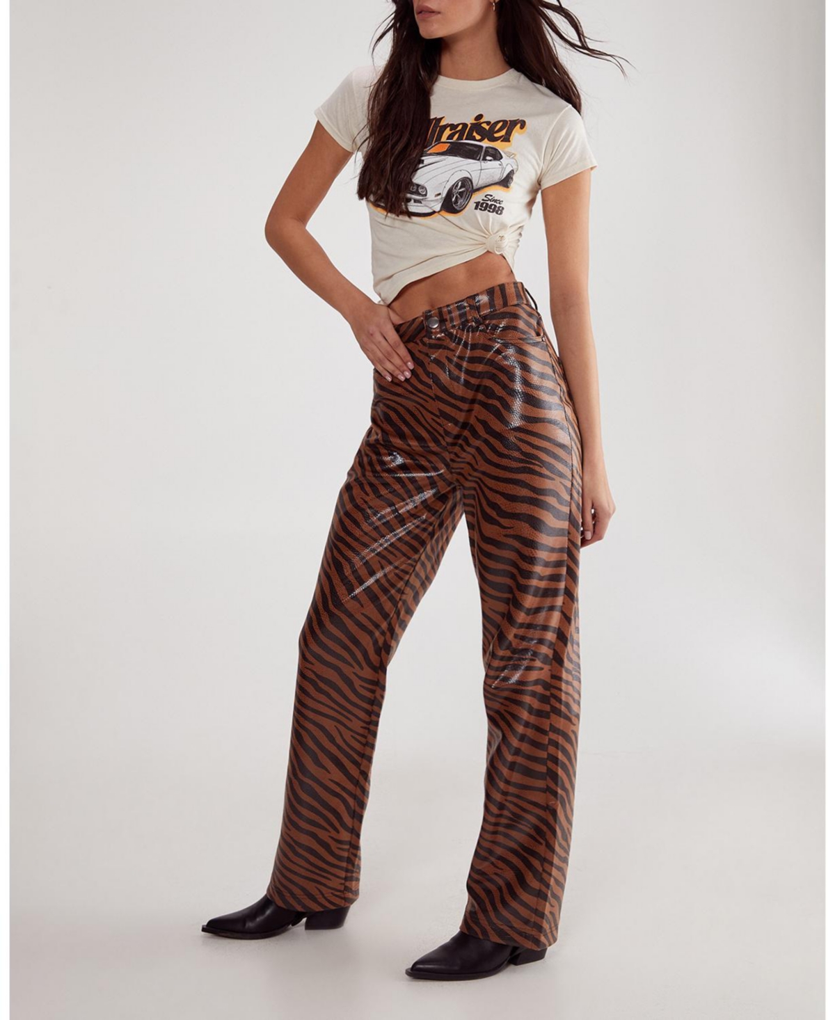 Nasty Gal Women's Zebra Straight Leg Pant