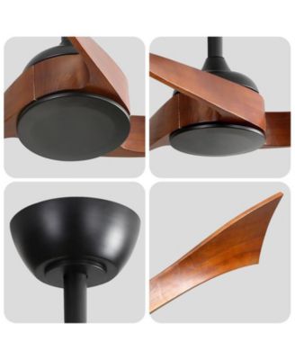52-inch Modern Black 3 Solid Wood Blade Ceiling Fan with Six Speed Remote Control and Forward Reverse Function for Bedrooms Living Rooms