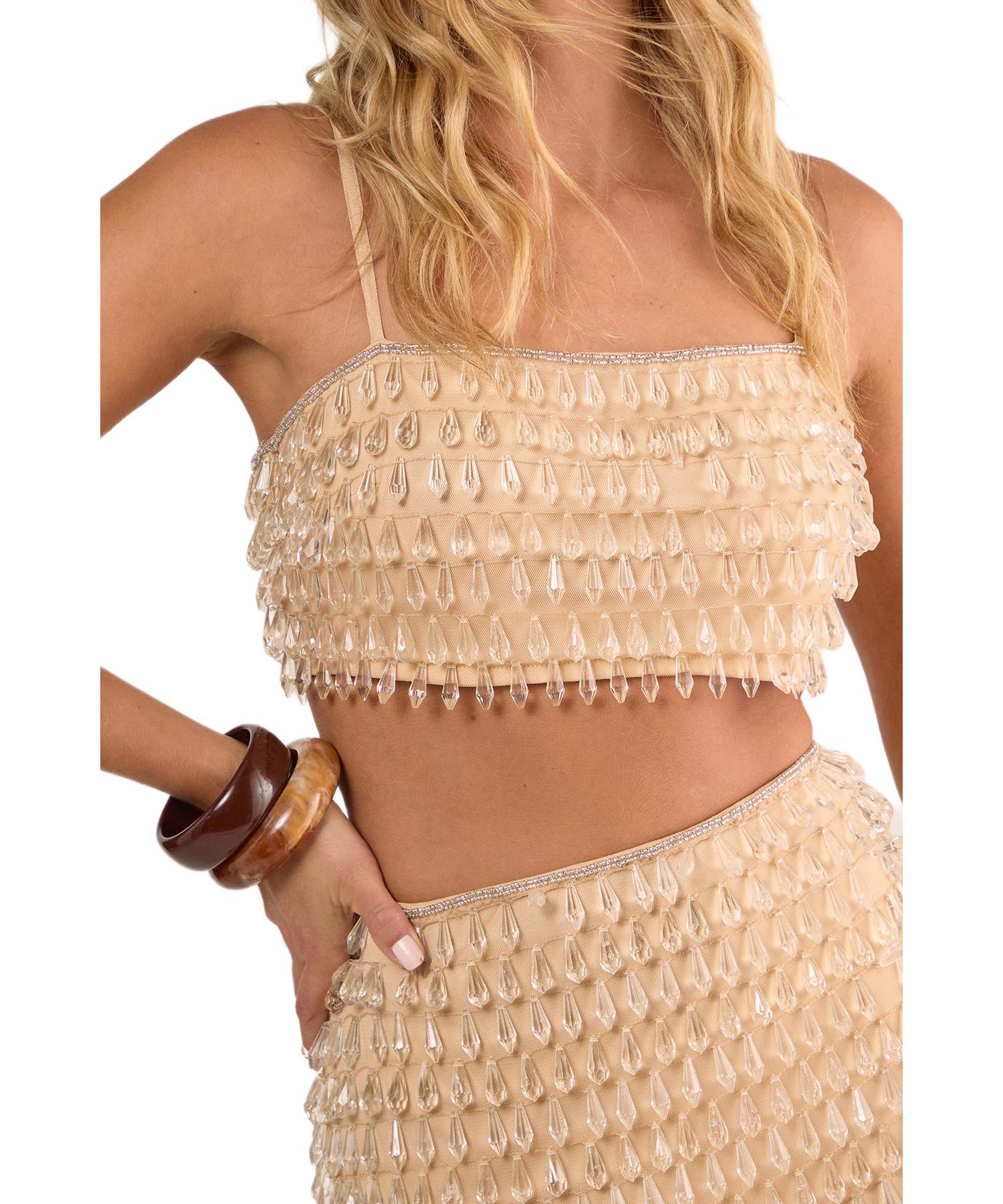 Women's Droplet Embellished Crop Top