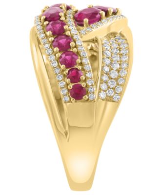 Diamond (1/2 ct. t.w.) and Sapphire (2-1/20 ct. t.w.) Ring In 14k Yellow Gold (Also in Emerald and Ruby)