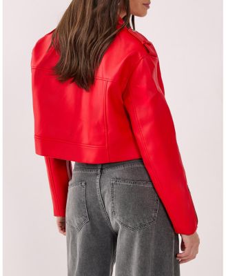 Women's Faux Leather Boxy Biker Jacket