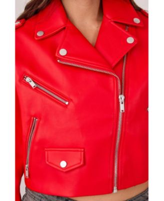 Women's Faux Leather Boxy Biker Jacket