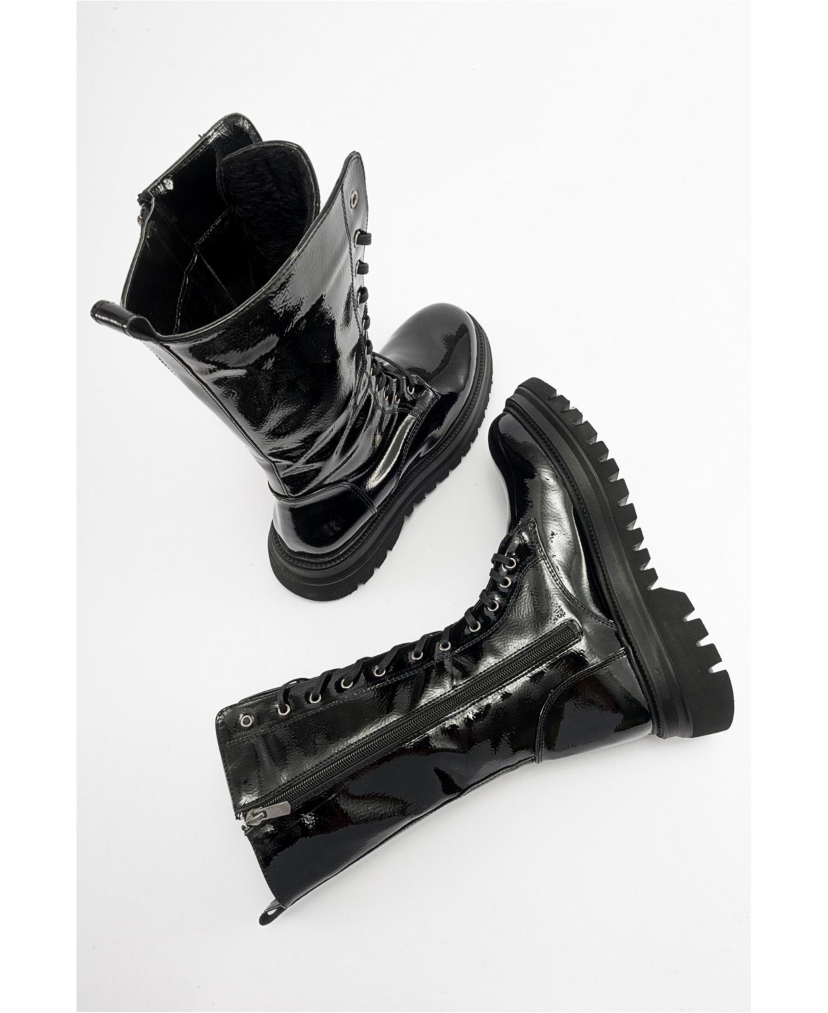 Prologue Shoes Piola Patent Combat Boot (Women)