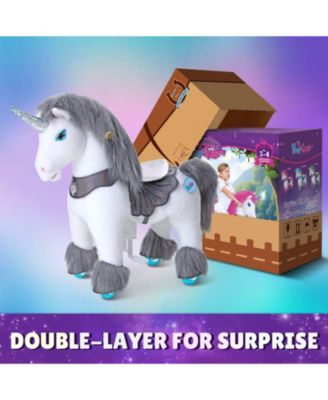 PonyCycle Model Y Grey Unicorn Rideable Toy for Age 3-4